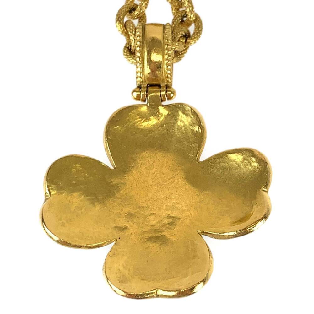 CHANEL Vintage Gripoix Coco Mark Stone Flower Gold Wine Red Plated Necklace P... - Picture 2 of 8